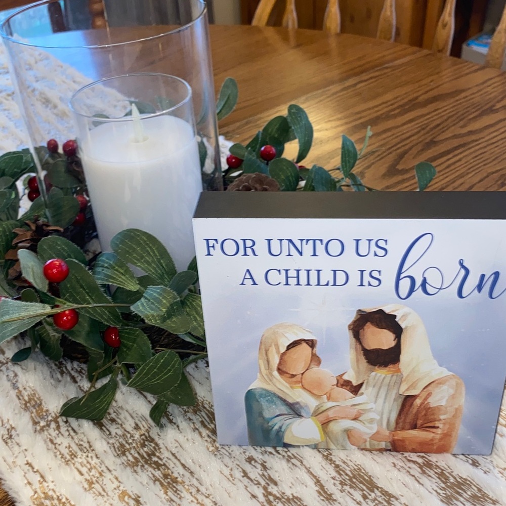 Religious Nativity Art for unto us a child is born